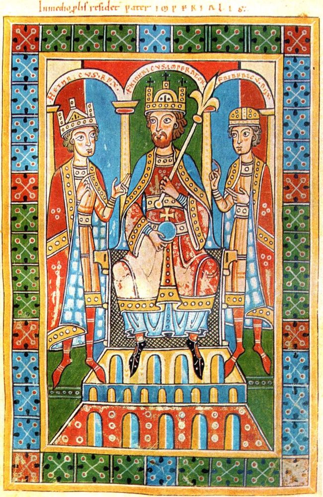 Friedrich Barbarossa mit seinen Söhnen König Heinrich und Herzog Friedrich