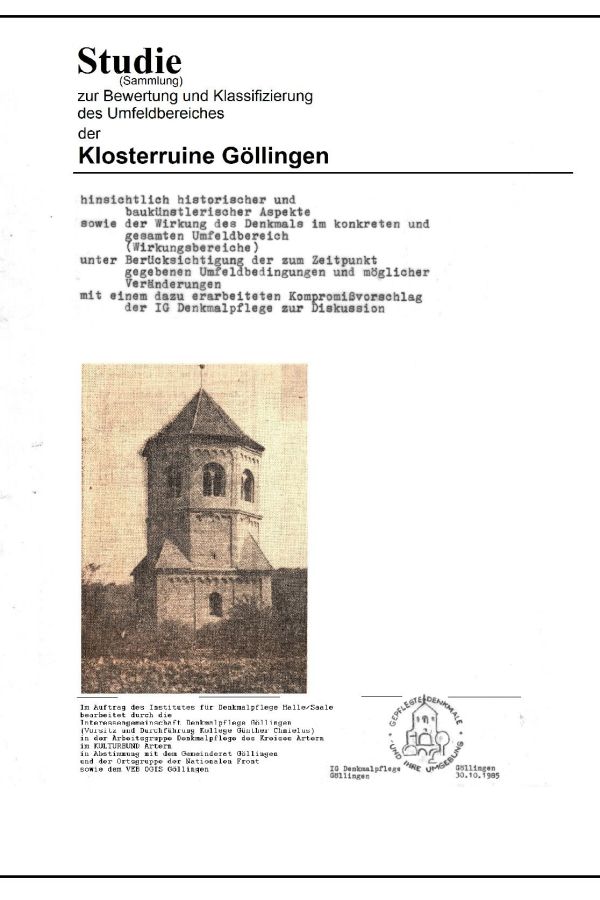 Studie des Instituts für Denkmalpflege Halle zum Umgebungsschutz am Klosterturm