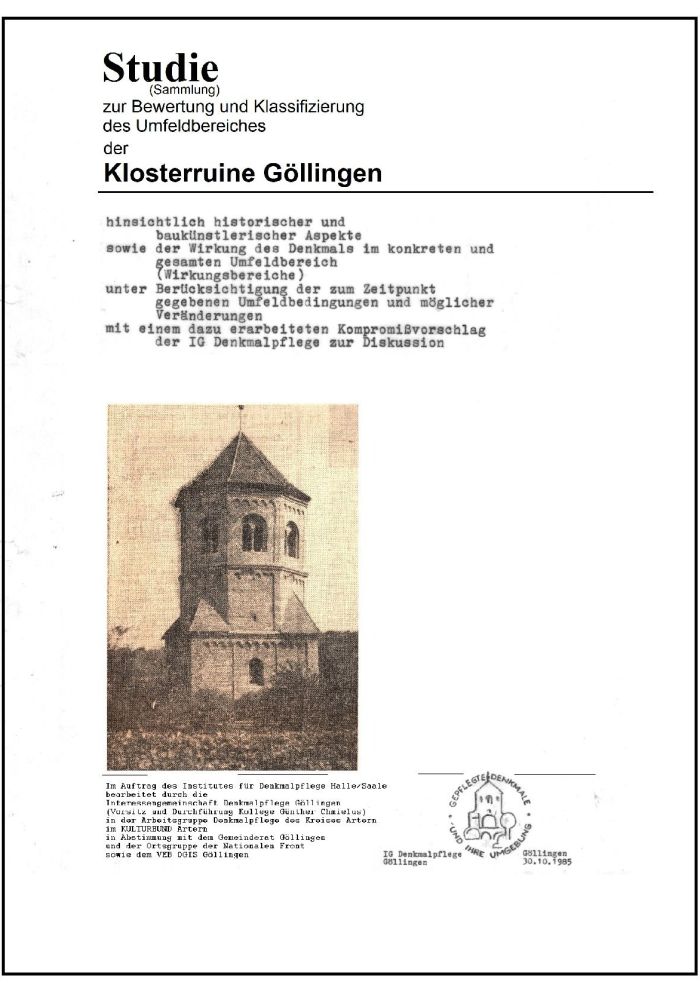 Studie des Instituts für Denkmalpflege Halle zum Umgebungsschutz am Klosterturm