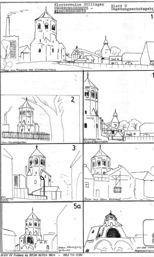 Skizzen zu Sichtachsen am Klosterturm