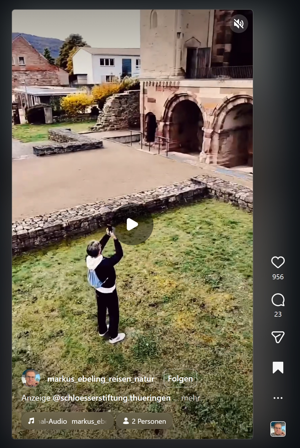 Werbung der Stiftung Thüringer Schlösser und Gärten bei Instagram